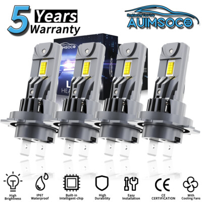 Combo 4x H7 LED Car Light Lamps Bulbs 6500K For BMW 325xi 2002-2005 Super Bright