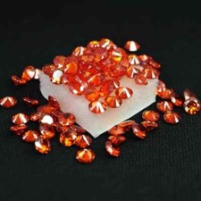 25 Pcs Natural Orange Sapphire CERTIFIED Round Shape Loose Gemstone 4 MM Lot