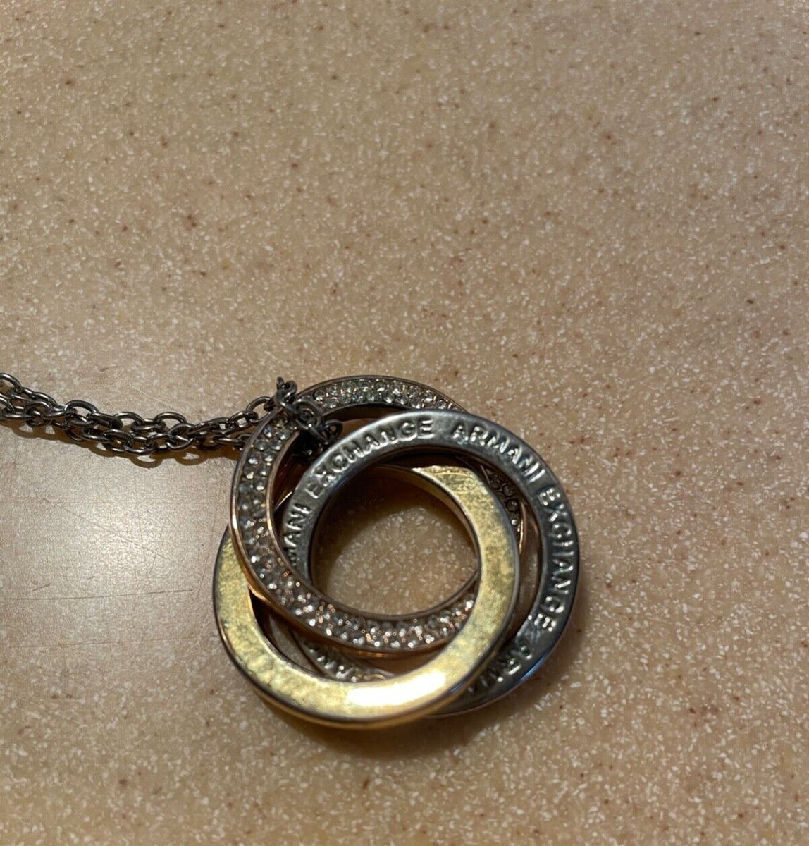 Armani Exchange Necklace Circles Goldtone Silvertone Armani Exchange Necklace Circles Goldtone Silvertone