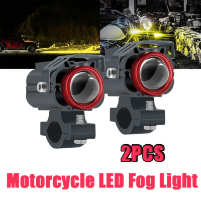 90W LED Motorcycle Headlight Yellow White Hi/Lo Spot Light Driving Fog Lamp ATV