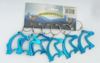 Schlüsselanhänger Pferdekopf blau Flaschenöffner Anhänger Aluminium Metall - Bild 1 von 2