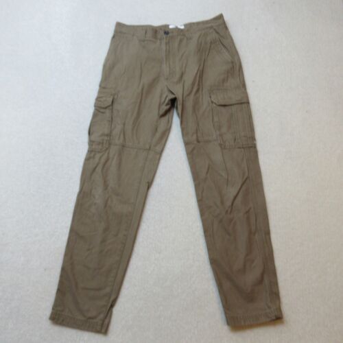 M&S Cargo Trousers Mens W32 L31 Brown Casual Cotton Outdoors Pockets Utility