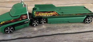 2002 Hot Wheels Racing Green Hauler Semi Truck Cast Plastic Rig Image Is Loading 2002 Hot Wheels Racing Green Hauler Semi Truck