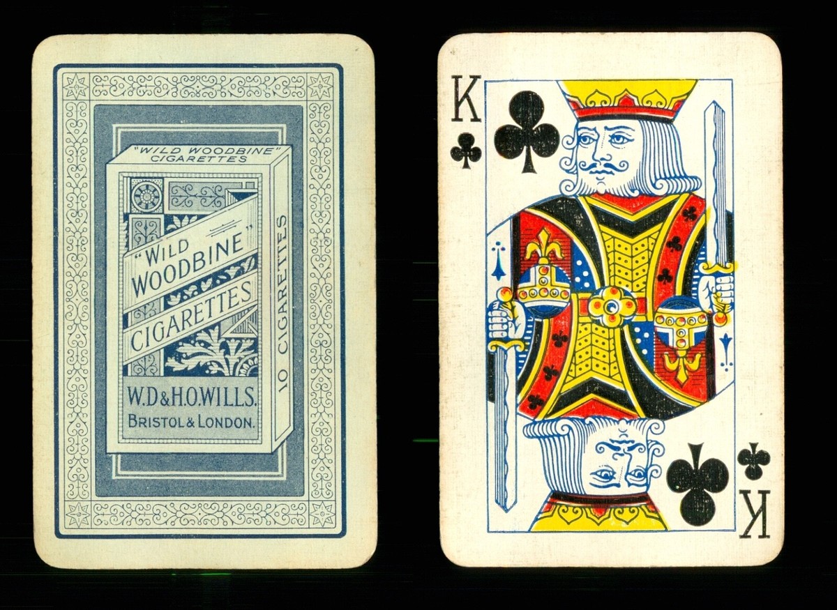 1 x playing card Wills Wild Woodbine 10 Cigarettes Green - King of Clubs ZB  28