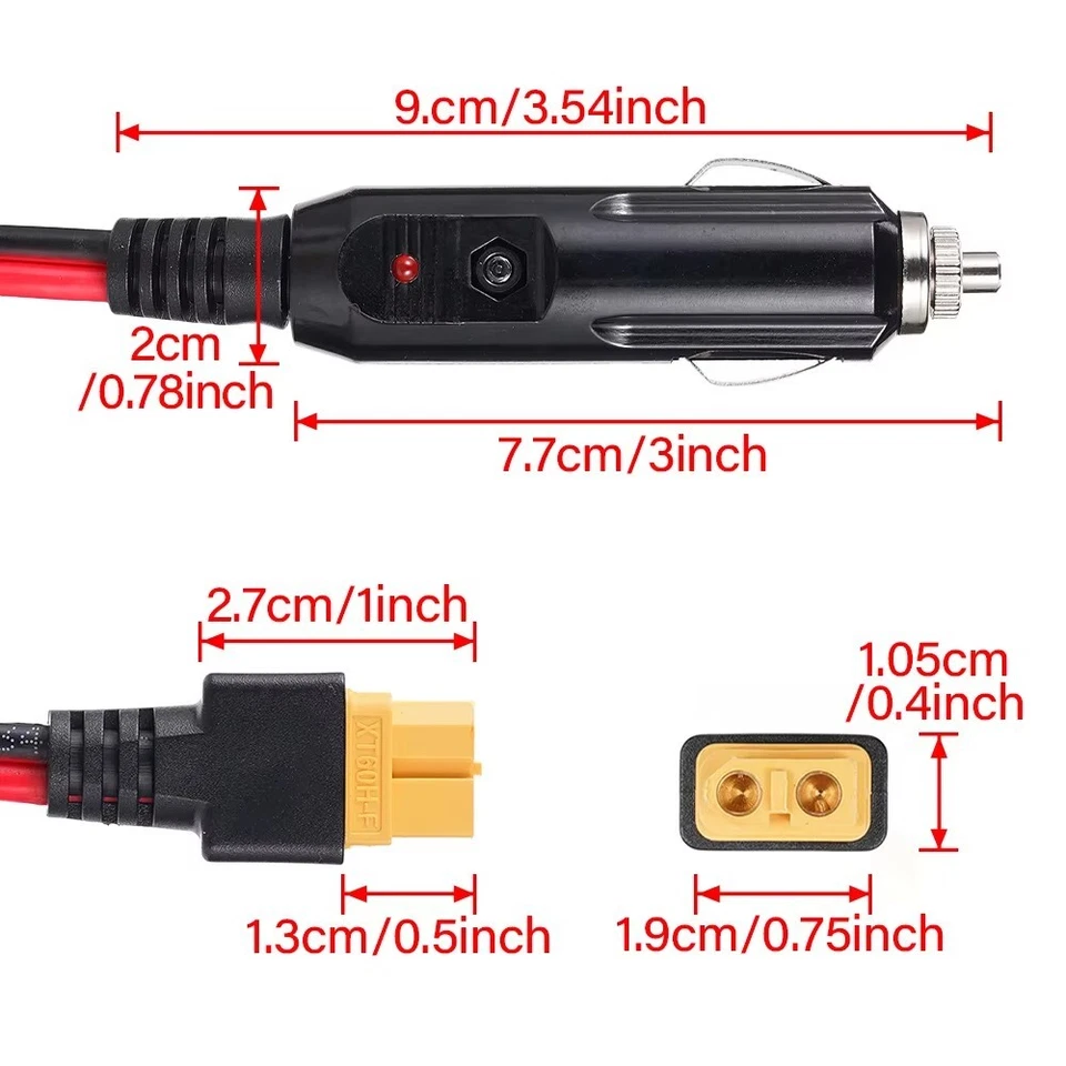 XT60 Female to Car Cigarette Lighter Plug 12V 24V Cable Battery Connector - Image 4 of 4