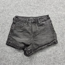 Kendall Kylie The Drifter High Rise Denim Shorts Womens 7/28 Black Rolled Cuff
