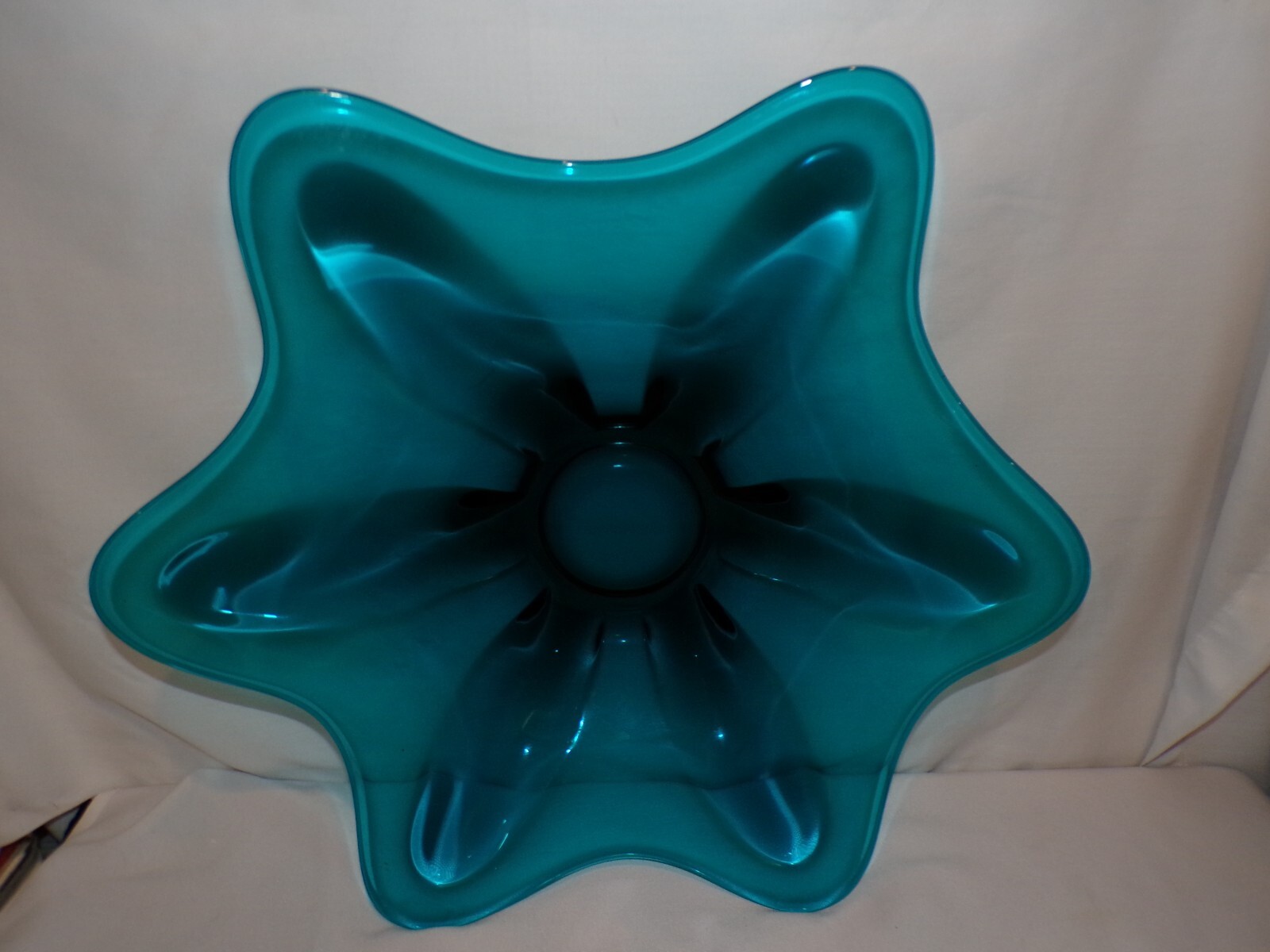 Viking Dish MCM Glass Blunique Tray Art Glass Blue Giant Size [c532]