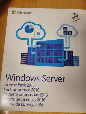 MICROSOFT R18-04938 Windows SERVER 2016 64bit Software 20 USERS License ...