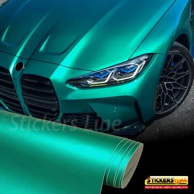 STICKERSLINE Pellicola adesiva Verde Opaco Metallizzato Cromo car wrapping auto moto