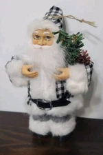 Old East Main 7" Santa Buffalo Plaid Black Flannel Country Cottage Ornament