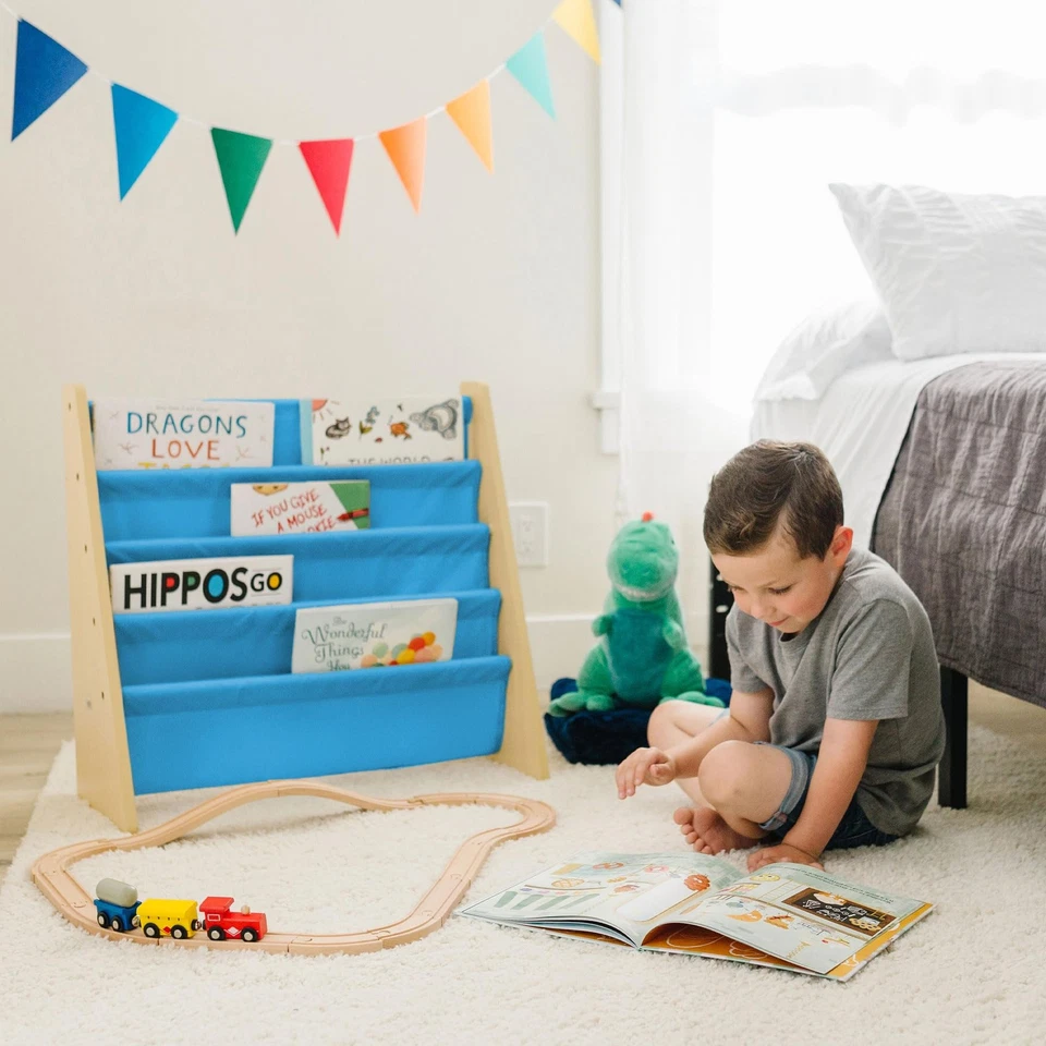 Estantería de cuero vegano para niños - Premium fácil limpieza cabestrillo lona diseño... Foto 2 de 4