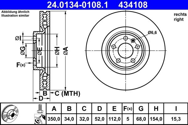 Ate 24.0134-0108.1 Bremsscheibe FüR Porsche-image