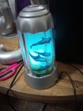 Vintage Dolphin, Fish Aquarium Lamp Night Light Rotating Animated 14" X 6"