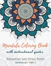 MandalArt Large Mandala Coloring Book with Inspirational Quotes Relaxation an...