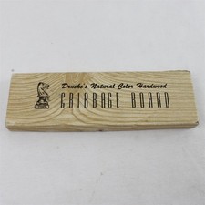 Drueke Natural Hardwood Cribbage Board w/Pegs  Original Box No. 11 7.75"