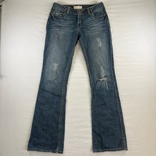 BKE Mindi Long Jeans Womens 28x33.5 Blue Bootcut Distressed Ripped BKL704L