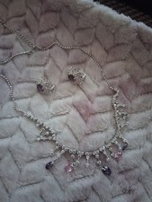 COSTUME JEWLLERY SET CHAPELLE JEWELLERS NECKLACE AND EARRINGS SILVER COLOUR