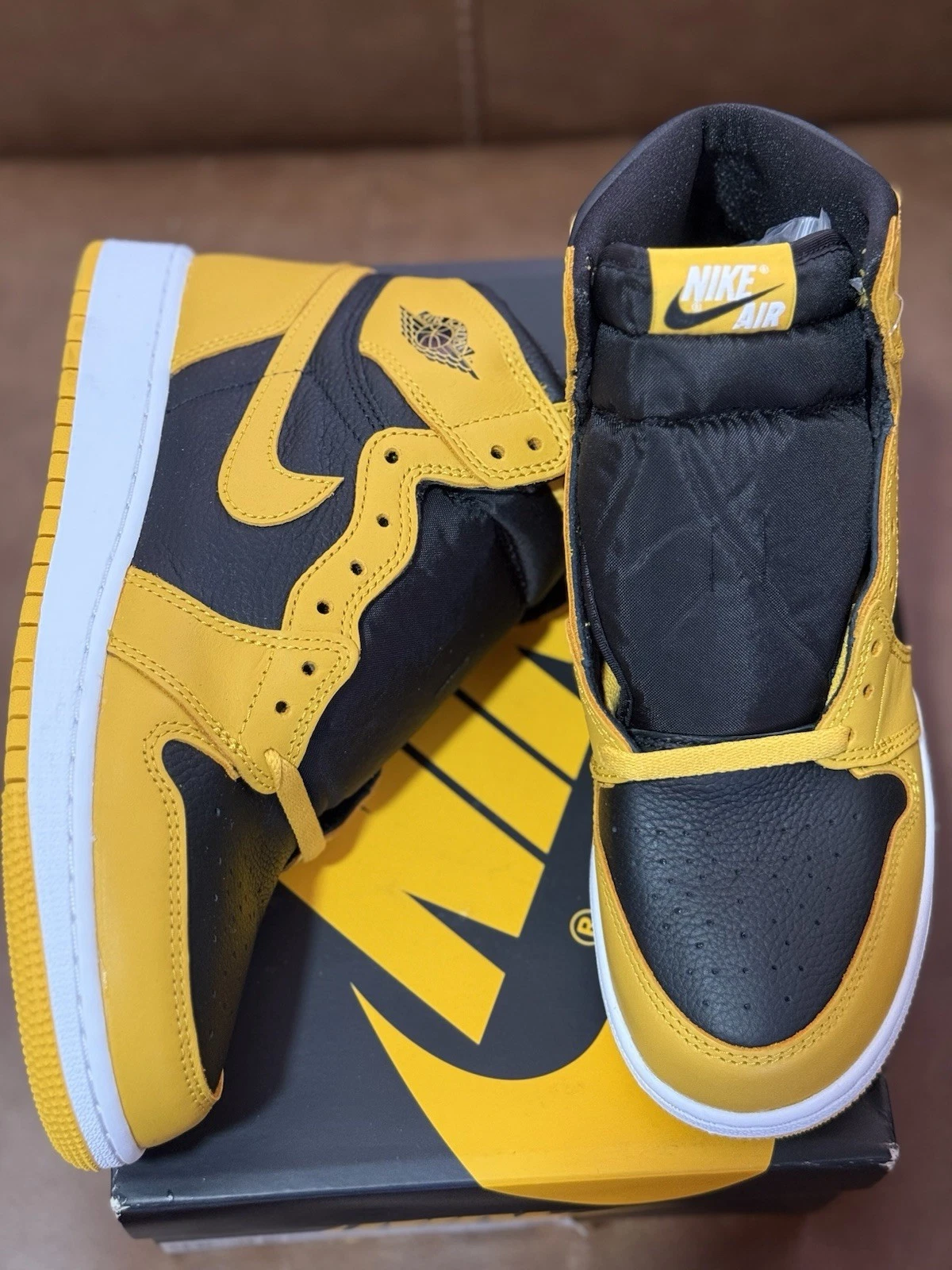 Taglia 7Y Air Jordan 1 Retro High OG Pollen Bianco Nero (GS) 575441 701 GIALLO