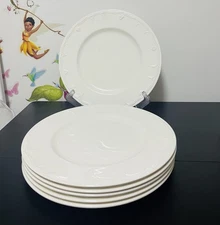 Set of 2 Lenox Casual Elegance Dinner Plates 10 7/8” Cream Embossed Scrolls