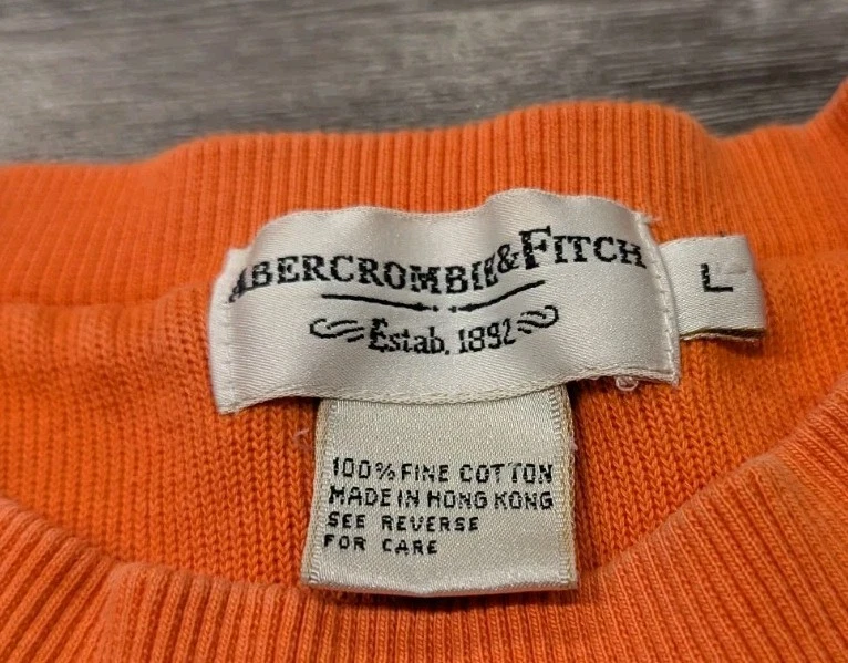Vintage Orange Abercrombie Fitch Embroidered Oar Crewneck Sweatshirt Men's Large - Image 4 of 4