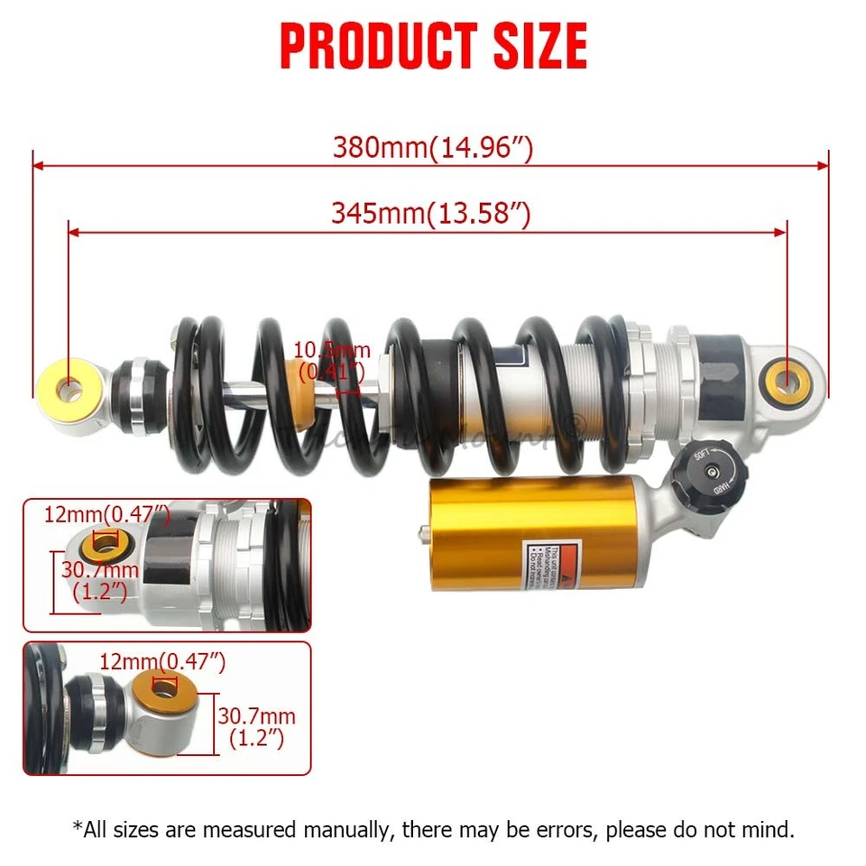 345mm 13.6" Rear Air Shock Absorber Fit for Yamaha Banshee 350 YFZ350 1987-2006 - Image 3 of 4