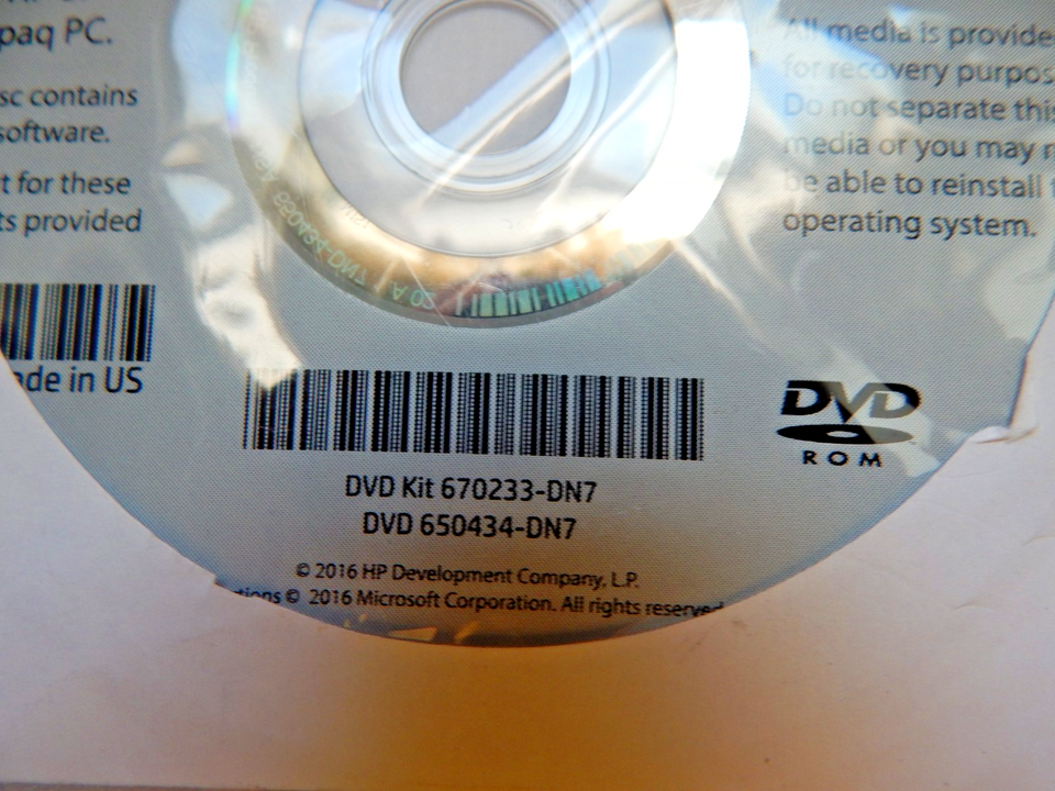 HP Operating System DVD - Windows 7 Pro SP1 64-bit 670233-DN7 No ...