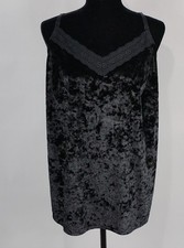CACIQUE TAGLIA 26/28 NERO VELLUTO SCHIACCIATO CON RIFINITURE IN PIZZO CAMI TOP