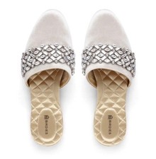 Birdies Womens The Songbird Wedding Snow Crystal Slip-On Mules White Size 7