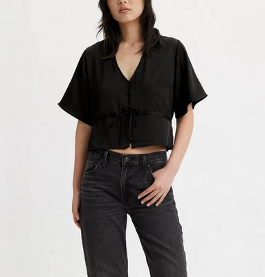 Levi's Top Court Femme Noir Col V Manches Courtes L FR 42 A59640002 - Photo 1/4