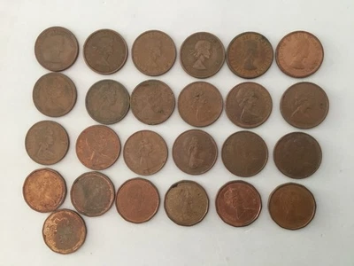 Canada Lot De 25 Pièces 1 Cent Bronze.de 1953 Á 1991.pas De Double - Photo 1/4