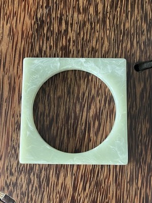 Vintage Acryl Harz Hell Jade Grün Quadrat Armreif Armband