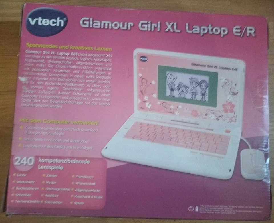 Vtech Glamour Girl XL Rosa Laptop E/R - Lerncomputer mit 240 Lernspielen B-Ware - Bild 2 von 3