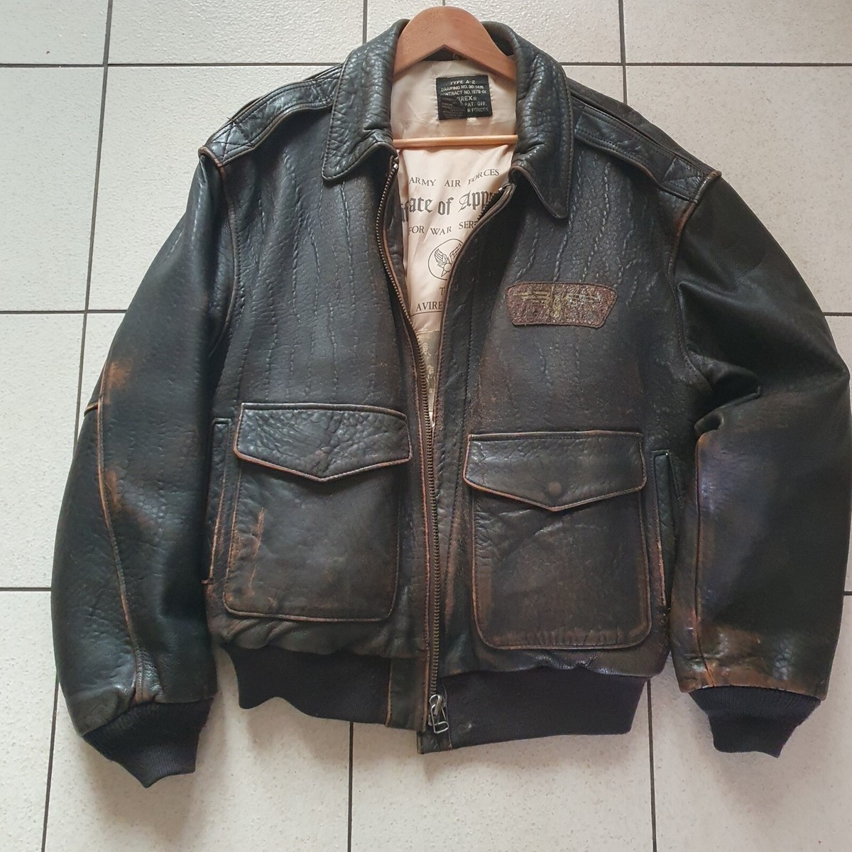 Veste Aviateur Bomber Cuir Style USA AVIREX - Taille XXL - Modèle Rétro Type A2 Glenn Miller 1987