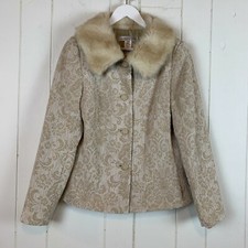 Pursuits Ltd Velvet Brocade Holiday Jacket Womens 8 Faux Fur Trim Collar Vintage