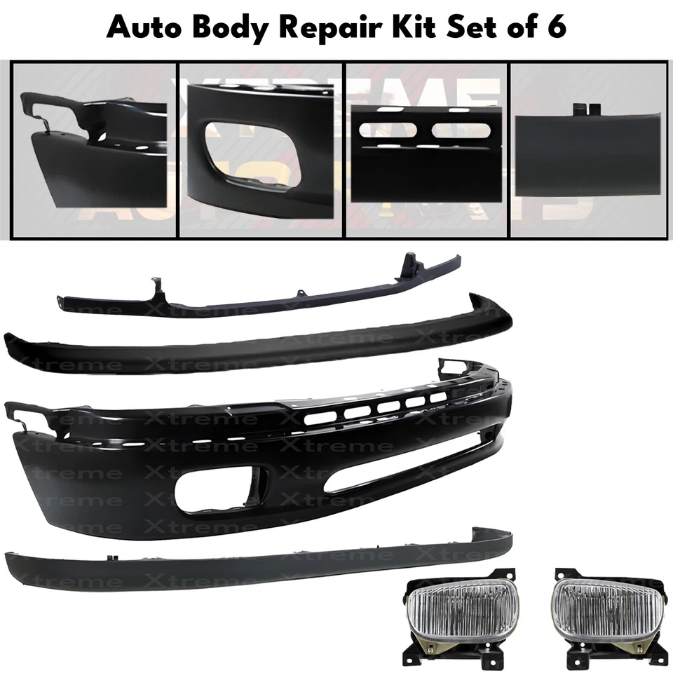 Front Bumper Paintable & Fog Lights Kit For 2000-2006 Toyota Tundra Base SR5 - Imagem 2 de 4