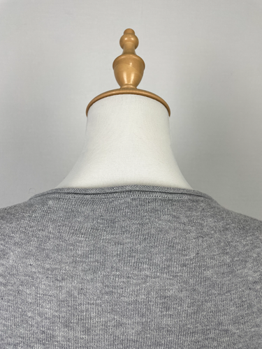 Max Mara Basic Gray Short Sleeve Buttons Knit Round Neck T-Shirt Sz M - Picture 12 of 14
