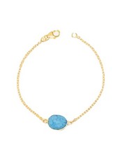SS 18K YG Turquoise Howlite Minimalist Bracelet