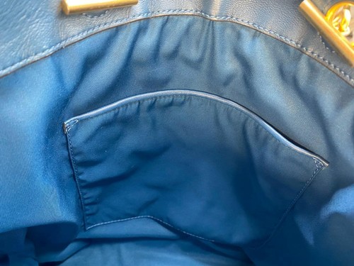 Tory Burch Leather Tote Bag Purse Chain Handle Blue - Picture 7 of 11