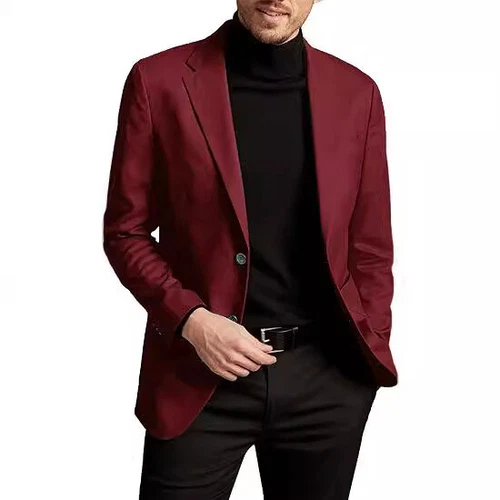 Men's Suit-Jacket Tops Business Casual Formal Coat Dress Work Slim Jacket Blazer
