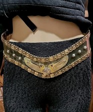 Stunning Vintage 80s Jose Cotel Paris France Metallic  Plastic Gold Artsy Belt