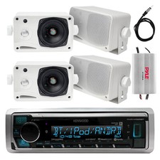 Marine Bluetooth Radio, 4x 3.5'' Speaker, 4 Channel Amplifier, Antenna