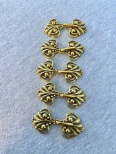 Set of 5 pair New Unuse shiny GOLDtone metal SWEATER jacket cape CLASPS CLOSURES