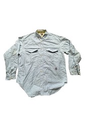 Tommy Hilfiger Men's Blue White Striped Dress Shirt Sz Med Embroidered Crest