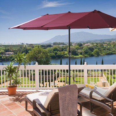 Jaxsunny 15ft Large Patio Twin Umbrella Outdoor Garden Sunshade Crank Ebay