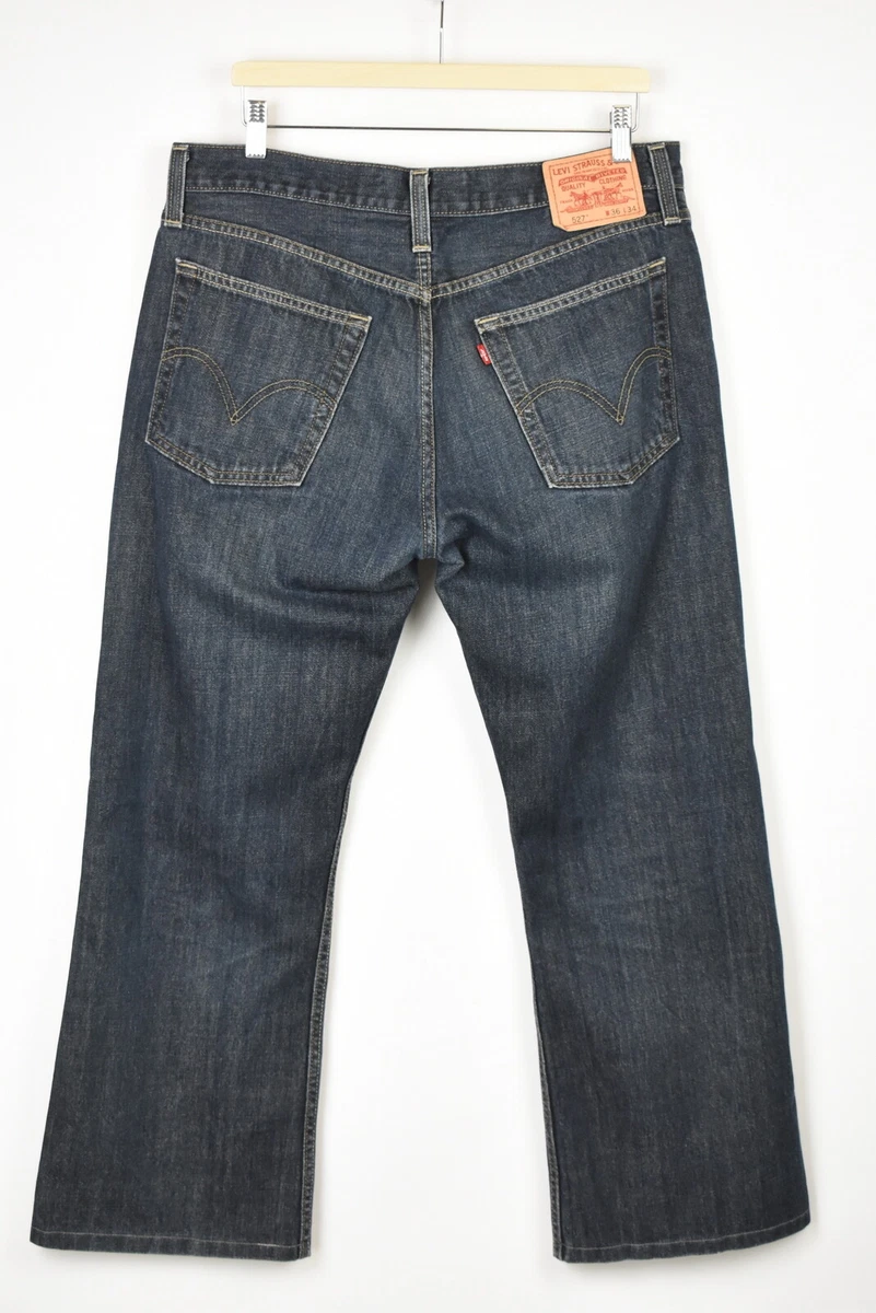 LEVI STRAUSS CO. 527 Low Boot Cut Jeans Men W36 L28 Zip Fly Blue Faded