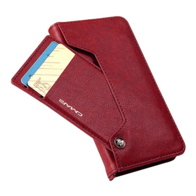 CMAI2 Leather Wallet Case w/ Detach Card Slots RED For iPhone 14 PLUS