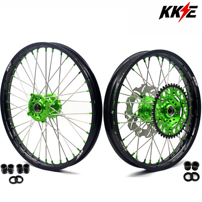 KKE 21/19 Wheels Rim for Kawasaki KX250F 2015-2019 KX450F 2006-2018 Green Nipple