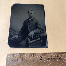 Antique Tintype Victorian Man Civil War Era Photo Photograph