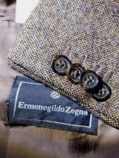ERMENEGILDO ZEGNA Full-canvas Cashmere Wool Silk tweed Jacket Blazer Coat 52 42S