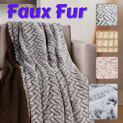 Wendbare Sherpa Vliesdecke flauschig weich warm großes Sofa Überwurf Decken